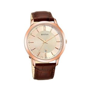 Titan Analog Men's Leather Watch - Brown (1825WL02)