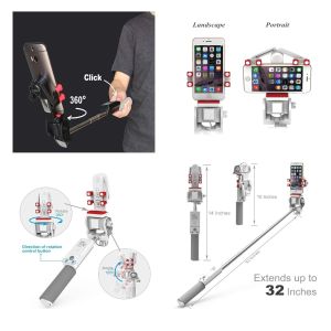 Diamond Tree Remote Style 360 Rotating Selfie Stick