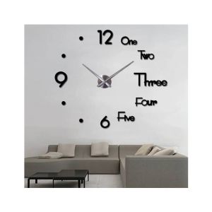 Abdullah`s Fashion 3D Frameless Digital Wall Clock Black