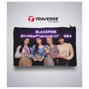 Traverse Black Pink Digitally Printed Pencil Pouch (T413)