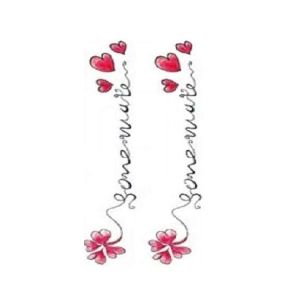 M-Mart Red Heart Blossom Flower Temporary Tattoo Sticker