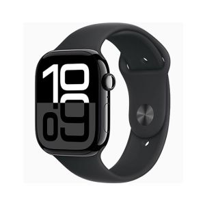 Apple Watch Series 10 Jet Black Aluminum Case With Rubber Sport Band-Black-GPS-46mm