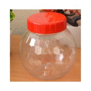 Baba Boota 62mm Transparent Diamond Design Plastic Jar (Pack of 3)