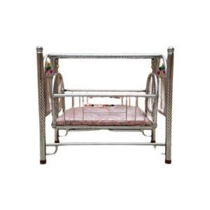 Easy Shop New Born Baby Chrome Swing Cradle with Soft Mattress Bed