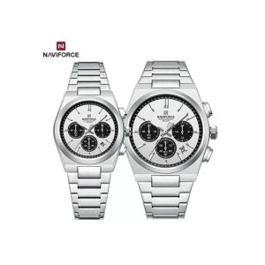 Naviforce Bond Chrono Watch For Couples Silver (NF-8048C-7)