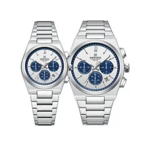 Naviforce Bond Chrono Watch For Couples Silver (nf-8048C-4)