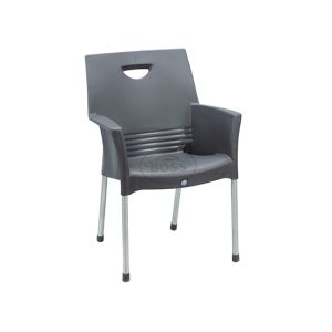 Boss Mega Jhony Pure Plastic Chair with Steel Legs (BP-317-DGRY)