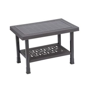 Boss Full Plastic Double Shelf Baby Rattan Table Dark Grey (BP-328-DGR)