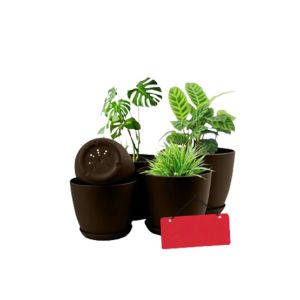 Araaish Decorative Flower Pots  With Drainage Without Plants - Pack Of 5-Brown