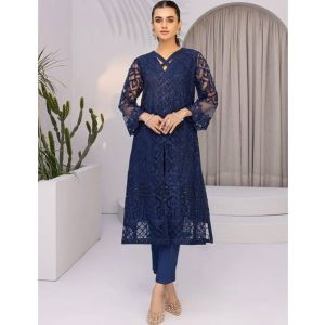 Azure Blazing Sea Net Festive Unstitched 2 Piece Suit Blue (BSAZK176)