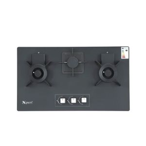 Xpert Easy Clean Steel Gas Hob Black (XST-3)