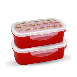 Appollo Bento Lunch Box M-2 (Pack Of 2)-Red