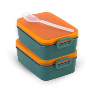 Appollo Bunny Lunch Box M-3 (Pack Of 2) -Dark Green