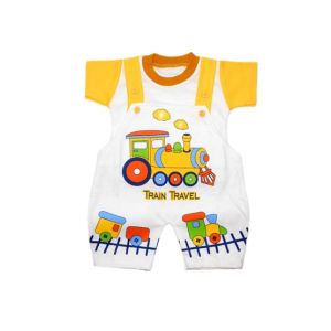 Komfy Train Travel Printed Unisex Romper Yellow (NBN115)