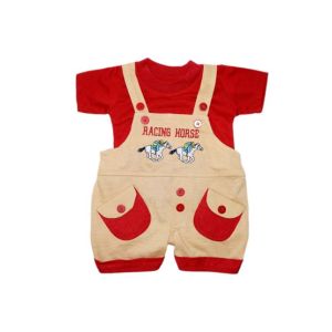 Komfy Racing Horse Printed Unisex Romper Red (NBN132)