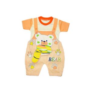 Komfy Bear Printed Unisex Romper For Kid's Orange (NBN127)