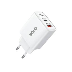 Yolo 20W Charger With USB to Type C Cable White  (Y-201)