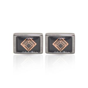 Cufflers Vintage Black Rectangle Cufflinks - (1026)