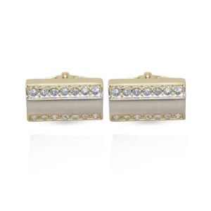 Cufflers Classic Mate Gold Rectangle Crystal Cufflinks – (CU-0015)