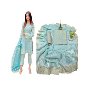 Shah Kamal Cotton Jacquard Fabrics Unstitched Suit For Women 3-Pcs