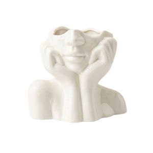 Just Serene Nordic Style Girl Head Shaped Vase Flower White