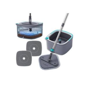 Genshirts Square Bucket Spin Mop With 2 Big Mop Heads