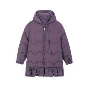 HnH Marketing Quilted Zipper Hoodie With Bottom Frill For&nbsp;Women&nbsp;Purple-6-8 Year