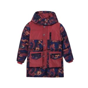 HnH Marketing Printed Panel Long Quilted Jacket For Women-12-13 Years