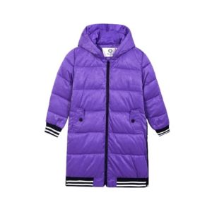 HnH Marketing Long Quilted Zipper Hoodie For Women Purple-6-8 Year