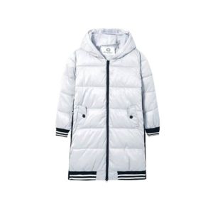 HnH Marketing Long Quilted Zipper Hoodie For Women White-6-8 Year