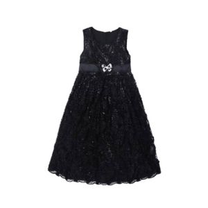 HnH Marketing Turkish Frill Fairy Frock With Front Bow For Women Black-8-12 Months