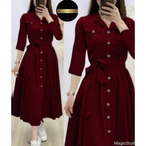 Pista Collection Stylish Front Dori Coat Style-Maroon