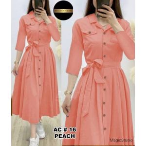 Pista Collection Stylish Front Dori Coat Style-Peach