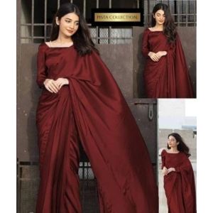 Pista Collection Imported Silk Saree Stuff-Maroon