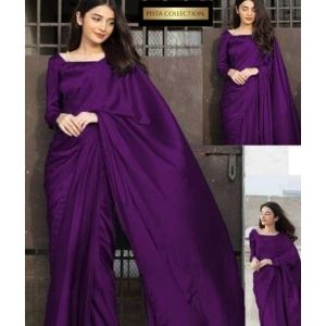 Pista Collection Imported Silk Saree Stuff-Purple