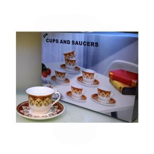 Easy Shop Bone China Cups And Saucers Set - 12Pcs