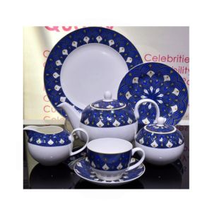 Easy Shop Bone China Tea Set - 24Pcs Dark Blue