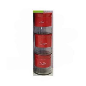 Easy Shop Glass Canister Pack Of 3 Red