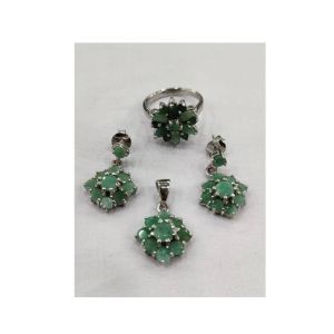 Gilgit Bazaar Emerald Stone Silver Set (23)