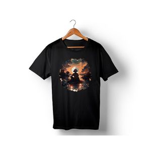 Genteez Luffy Digital Printed T Shirt For Men-Black-Small