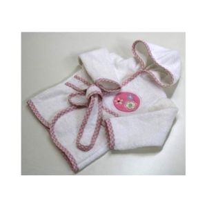 Home N Baby Flower Design Baby Bathrobe White / Pink