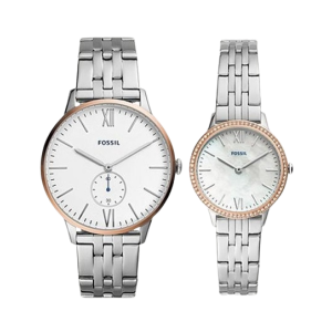 Fossil Three-Hand Stainless Steel Couple Watch Silver (FS5562SET)