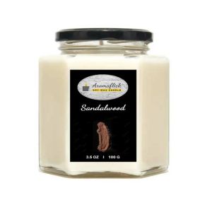 Aromaflick Sandalwood Soy Hexagonal Jar Candle