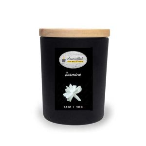 Aromaflick Jasmine Soy Glass Candle - Black