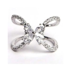 KhawajasKreation Adjustable Butterfly Ring For Women Silver