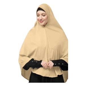 MBN Textile Cotton jersey Plain Khimar Beige - 1 Piece