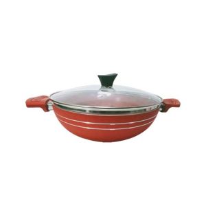 king Bazar 28cm Marble Coated Nonstick Wok Red