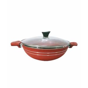 king Bazar 30cm Marble Coated Nonstick Wok Red