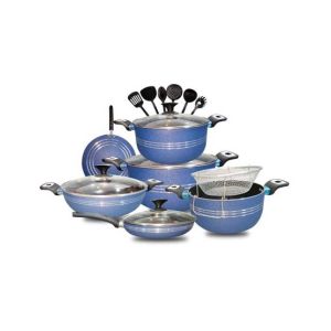 king Bazar Nonstick Set Blue 18 Pcs (0022)