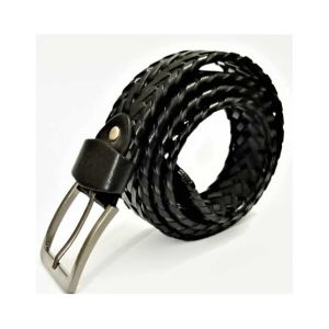 King Faux Leather Braided Belt Black